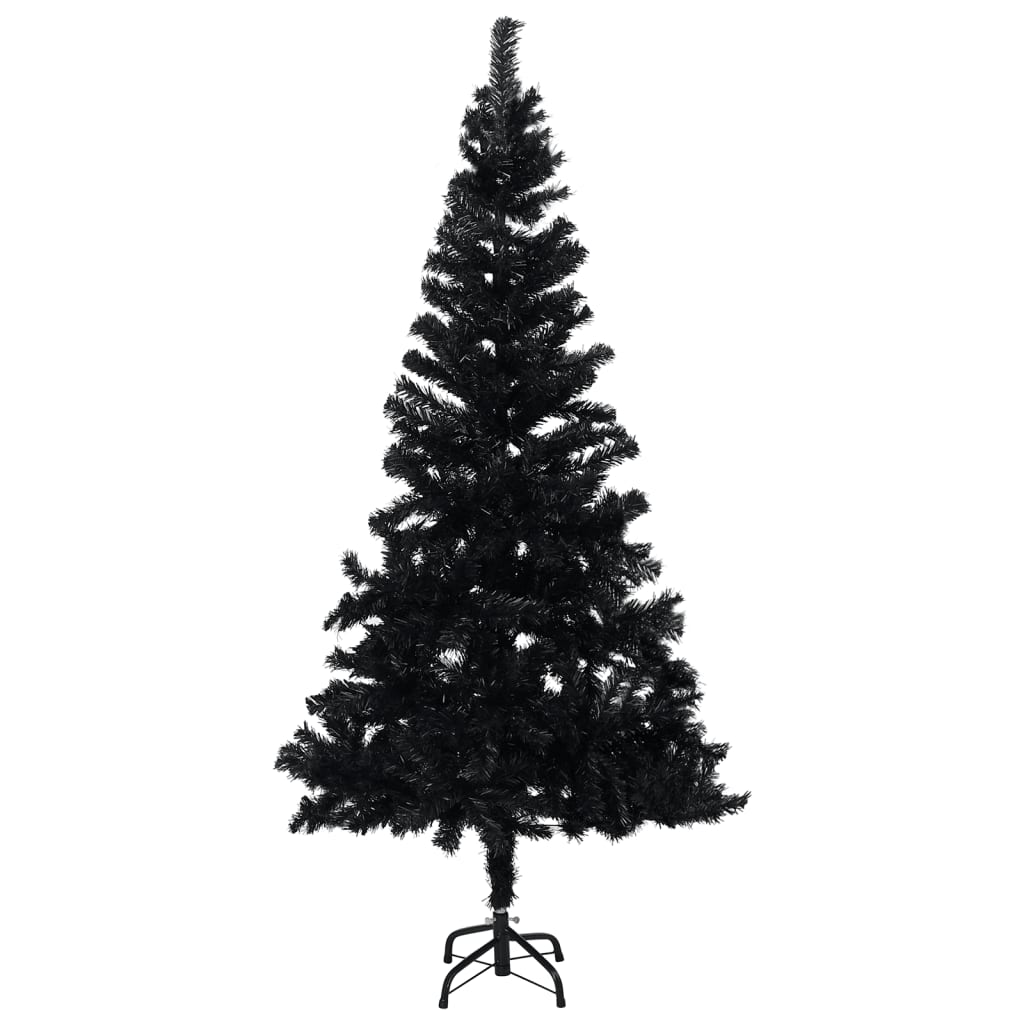 vidaXL Albero di Natale Preilluminato con Supporto Nero 120 cm in PVC