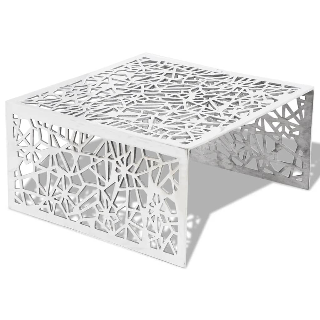 vidaXL Tavolino con Design Geometrico Traforato Argento in Alluminio