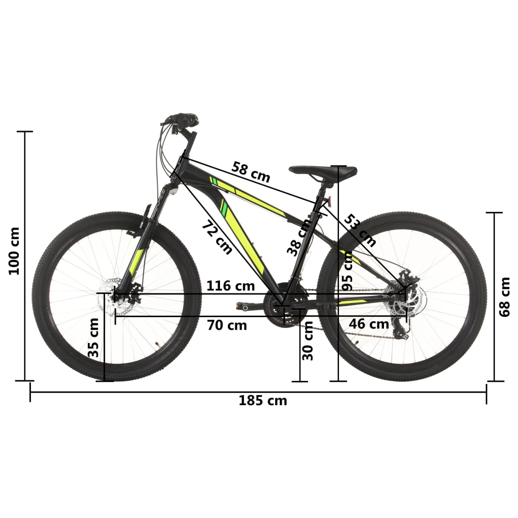 vidaXL Mountain Bike 21 Speed 27,5" Ruote 38 cm Nero