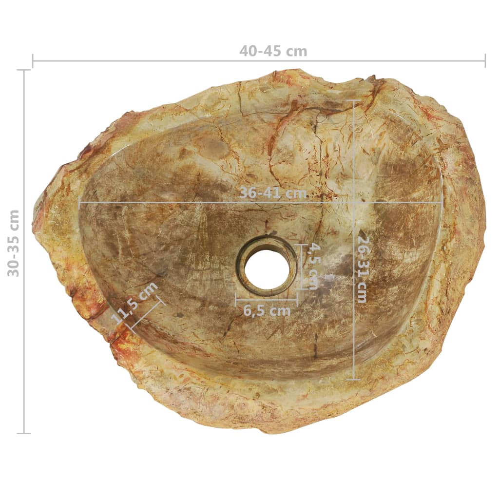 vidaXL Lavandino 45x35x15 cm in Pietra Fossile Crema