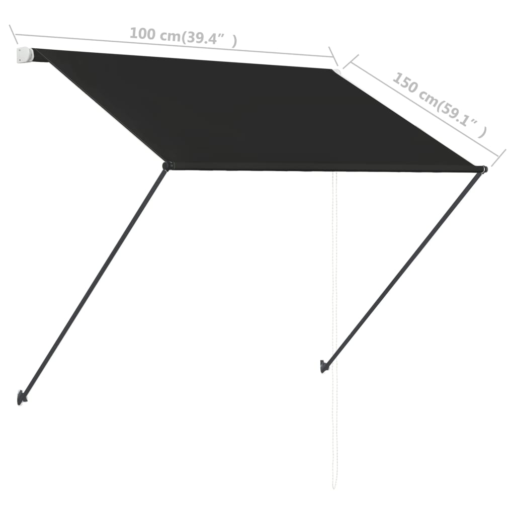 vidaXL Tenda da Sole Retrattile con LED 100x150 cm Antracite