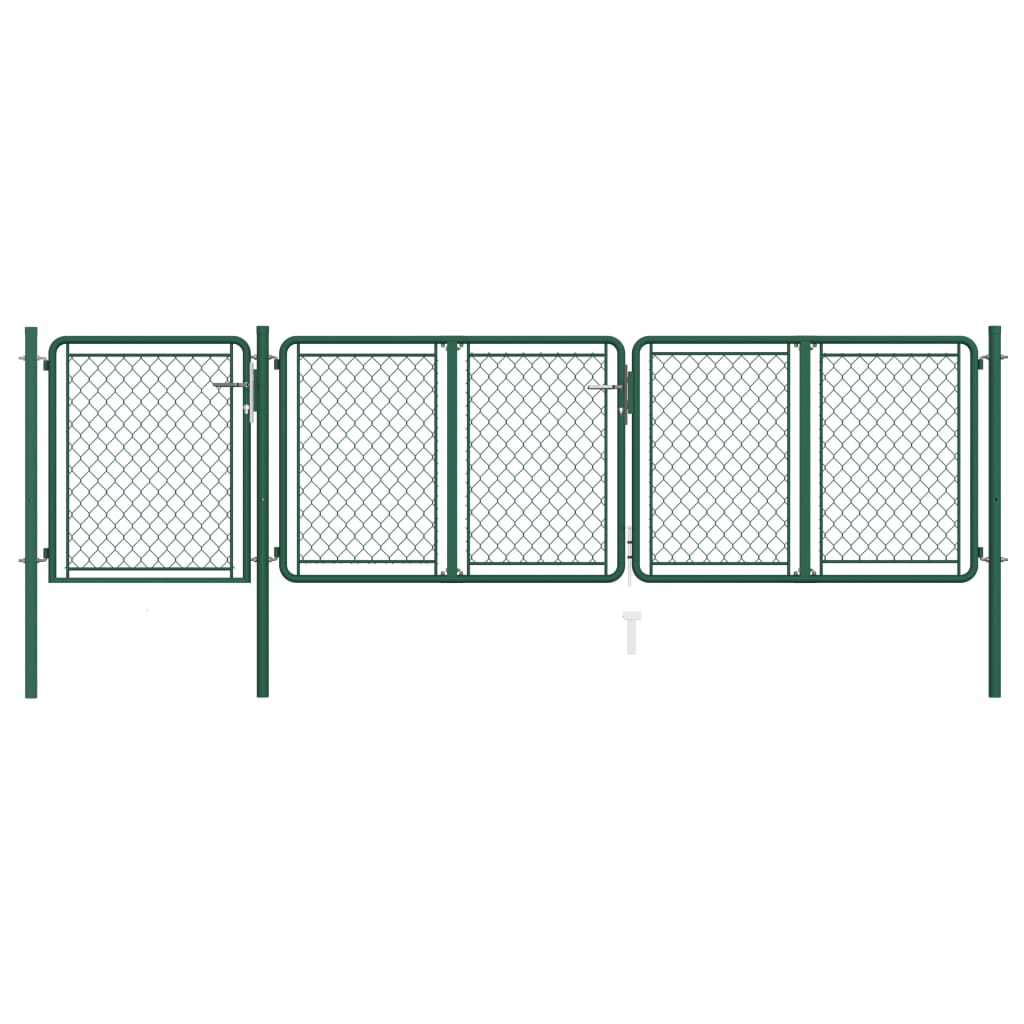 vidaXL Cancello da Giardino in Acciaio 75x395 cm Verde