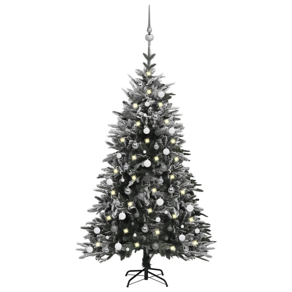 vidaXL Albero Natale Artificiale con LED Palline e Neve 180cm PVC e PE