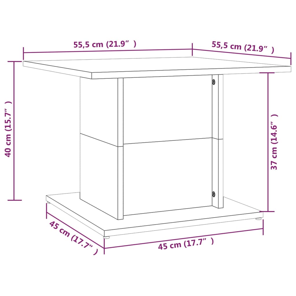 vidaXL Tavolino da Salotto Nero 55,5x55,5x40 cm in Truciolato