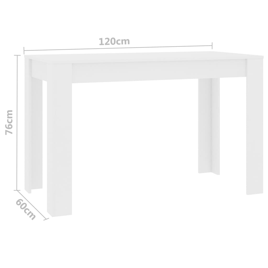 vidaXL Tavolo da Pranzo Bianco 120x60x76 cm in Legno Multistrato