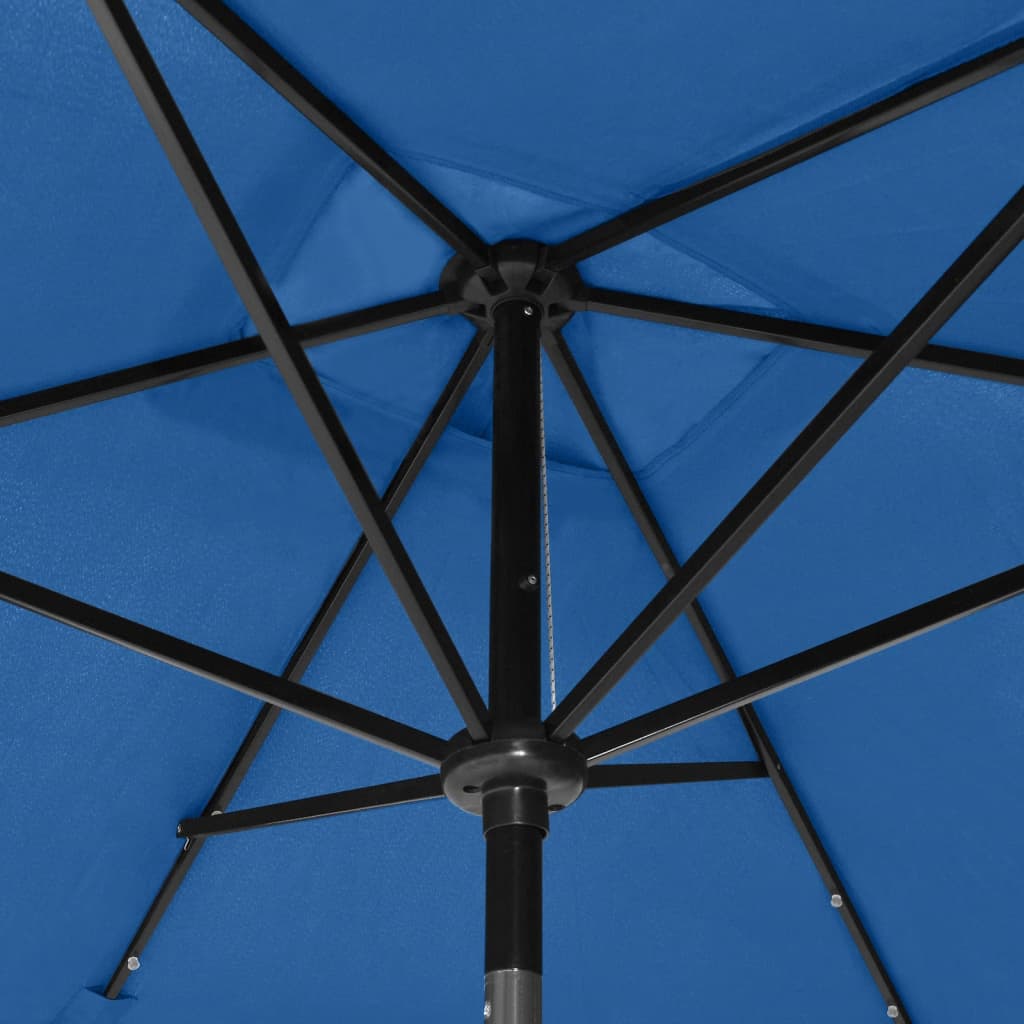 vidaXL Ombrellone da Esterni con LED e Palo in Acciaio Azzurro 2x3 m