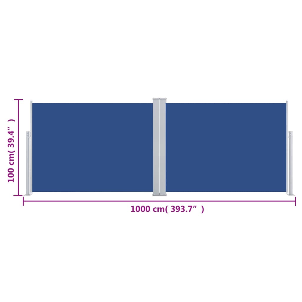 vidaXL Tenda da Sole Laterale Retrattile Blu 100x1000 cm