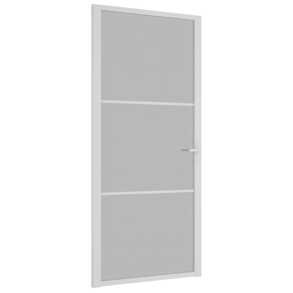 vidaXL Porta Interna 93x201,5 cm Bianco Opaco Vetro e Alluminio