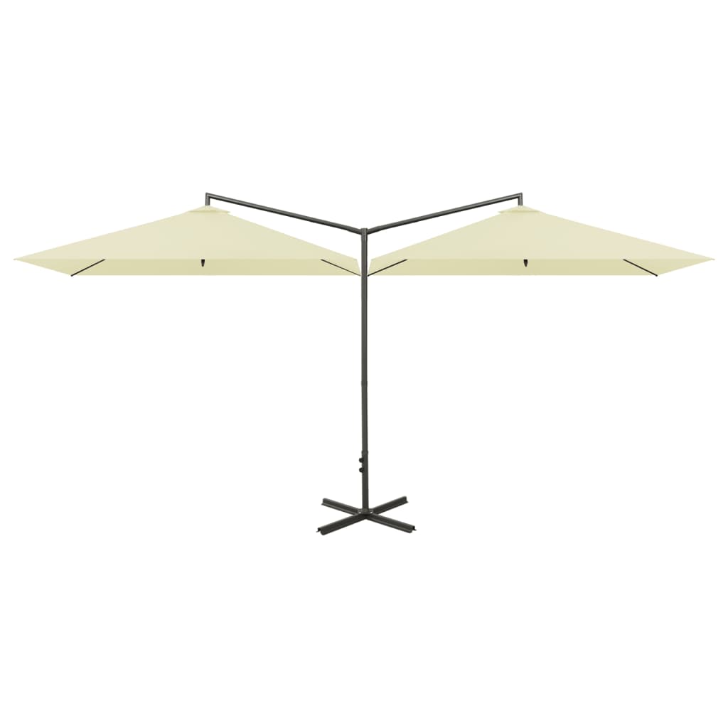 VidaXL Ombrellone Doppio Da Giardino Con Palo In Acciaio - 600 Cm - Verde, Antracite, Terracotta E Altri Colori - Protezione UV