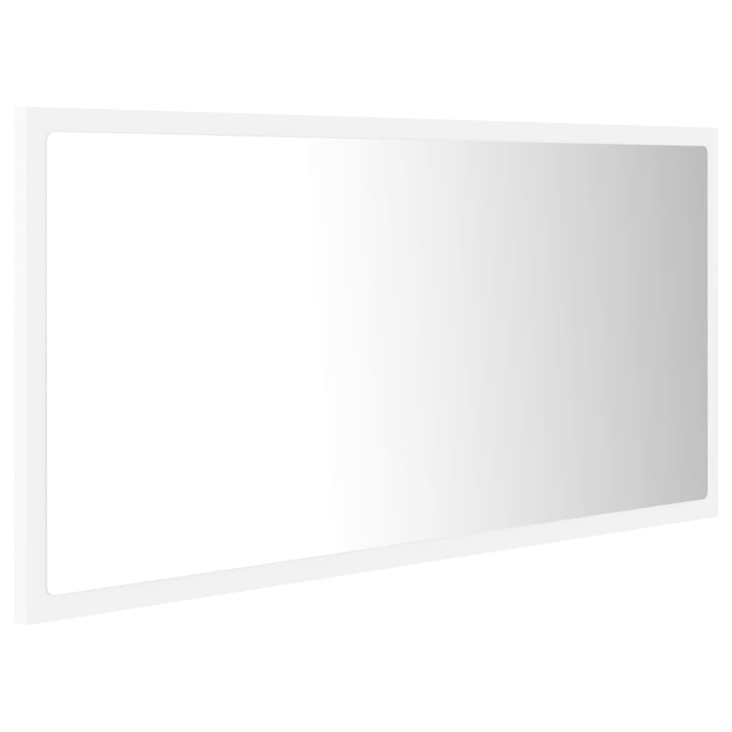 vidaXL Specchio da Bagno LED Bianco 90x8,5x37 cm in Truciolato