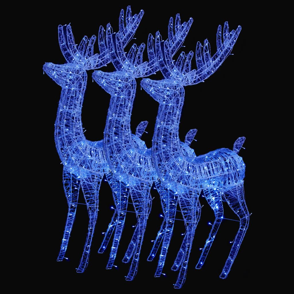 vidaXL Renne di Natale XXL in Acrilico 250 LED 3 pz 180 cm Blu