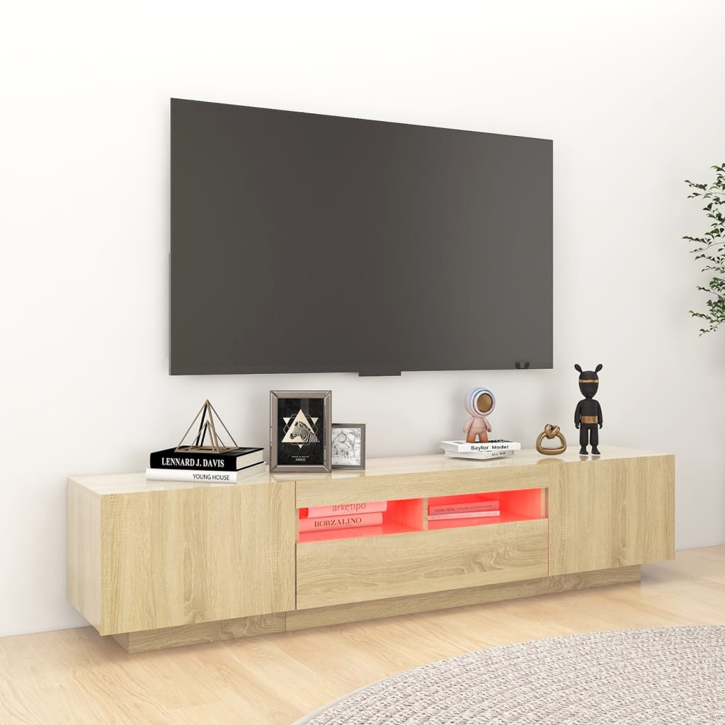 vidaXL Mobile Porta TV con Luci LED Rovere Sonoma 180x35x40 cm