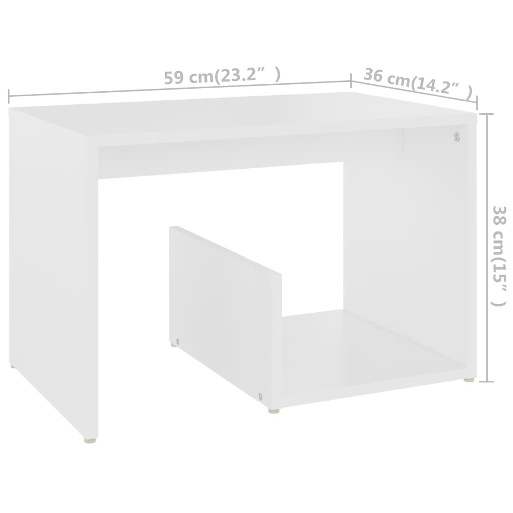 vidaXL Tavolino Bianco 59x36x38 cm in Legno Multistrato