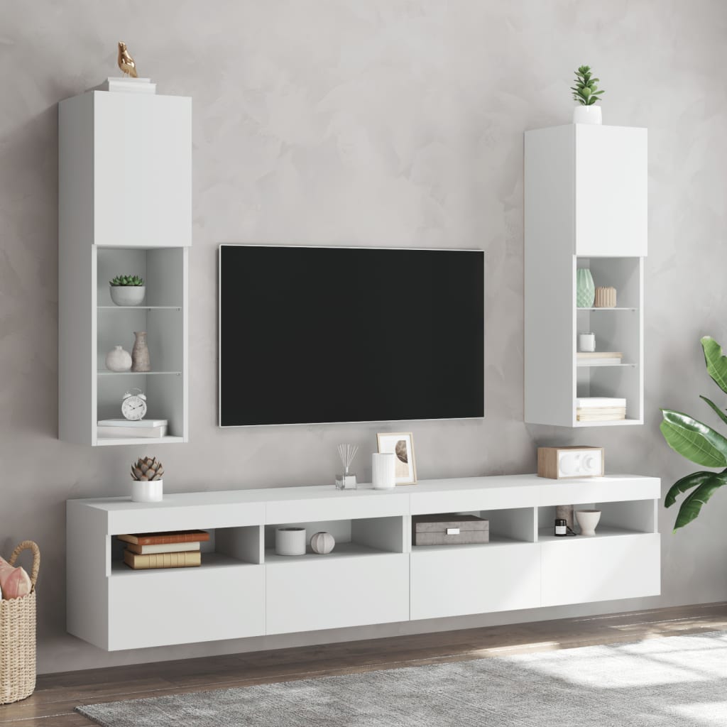 vidaXL Mobile TV con Luci LED Bianco 30,5x30x102 cm