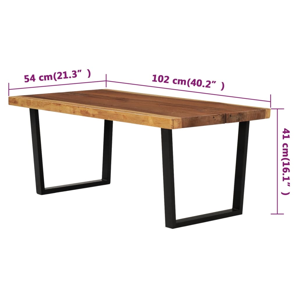 vidaXL Tavolino da Salotto in Legno Massello di Suar 102x54x41 cm