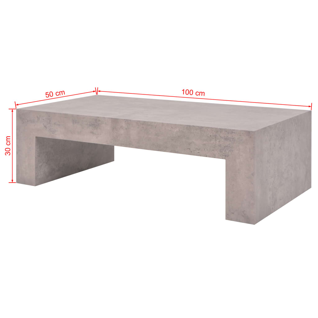 vidaXL Tavolino da Caffè con Effetto Cemento 100x50x30 cm