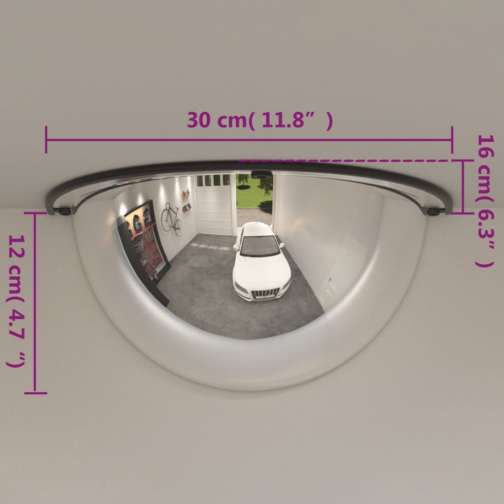 vidaXL Specchi a Mezza Cupola per Traffico 2 pz Ø30 cm in Acrilico