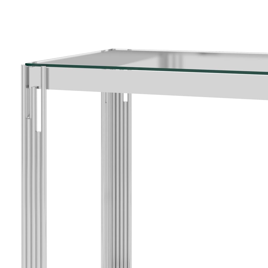 vidaXL Tavolino da Caffè Argento 55x55x55 cm in Acciaio Inox e Vetro