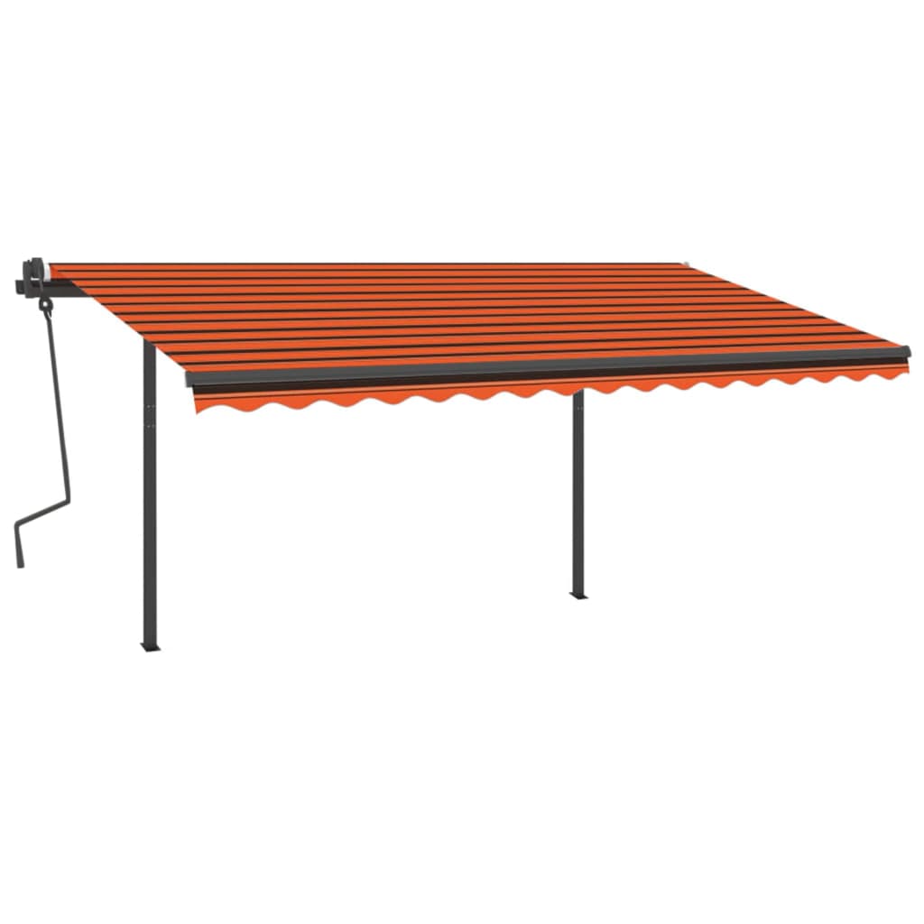 vidaXL Tenda da Sole Retrattile Manuale LED 4x3 m Arancio Marrone