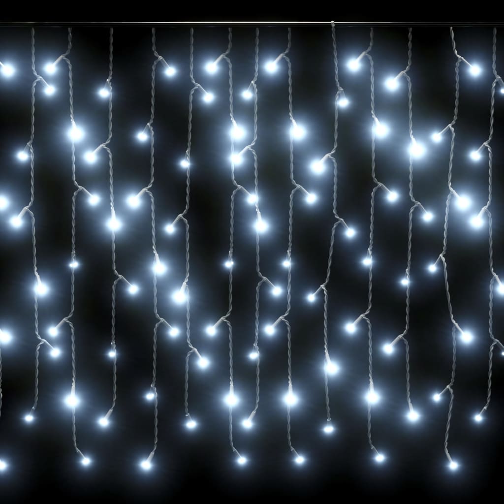 vidaXL Tenda Luci LED Ghiacciolo 10m 400 LED Bianco Freddo 8 Funzioni