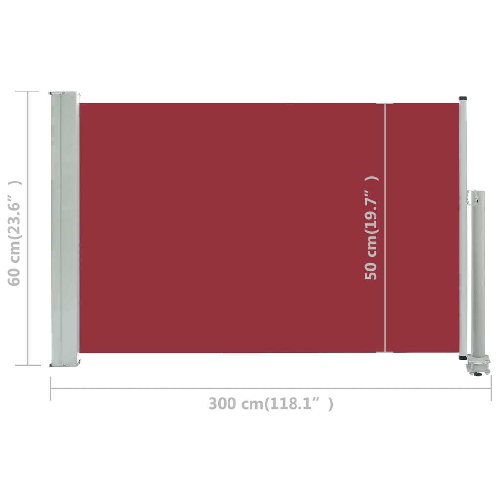 vidaXL Tenda Laterale Retrattile per Patio 60x300 cm Rossa