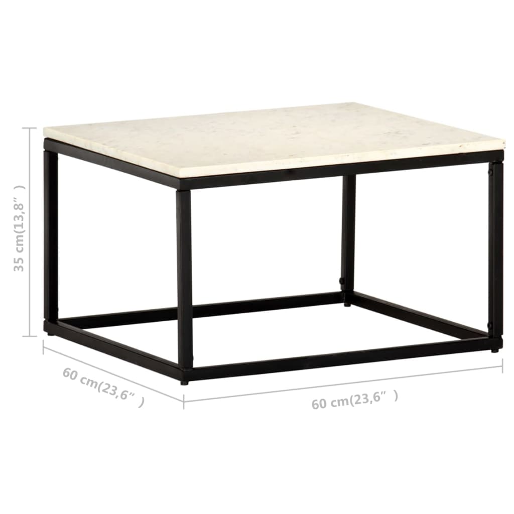 vidaXL Tavolino da Caffè Bianco 60x60x35 cm Pietra Vera Testura Marmo