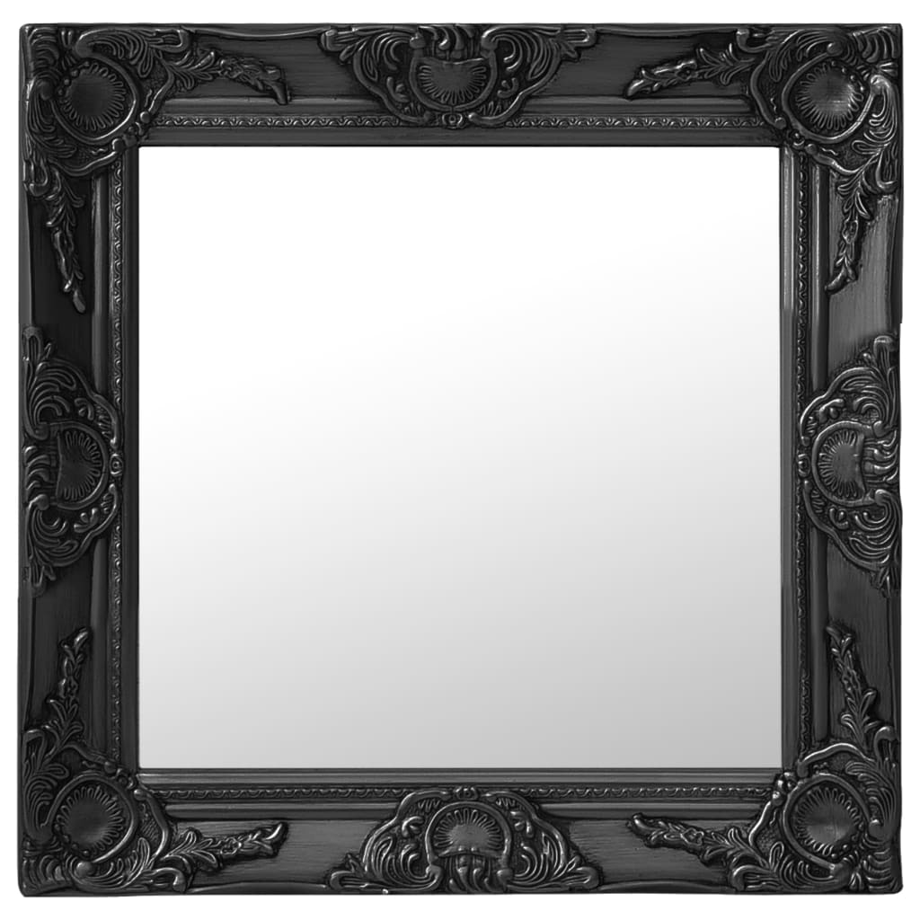 vidaXL Specchio da Parete Stile Barocco 50x50 cm Nero