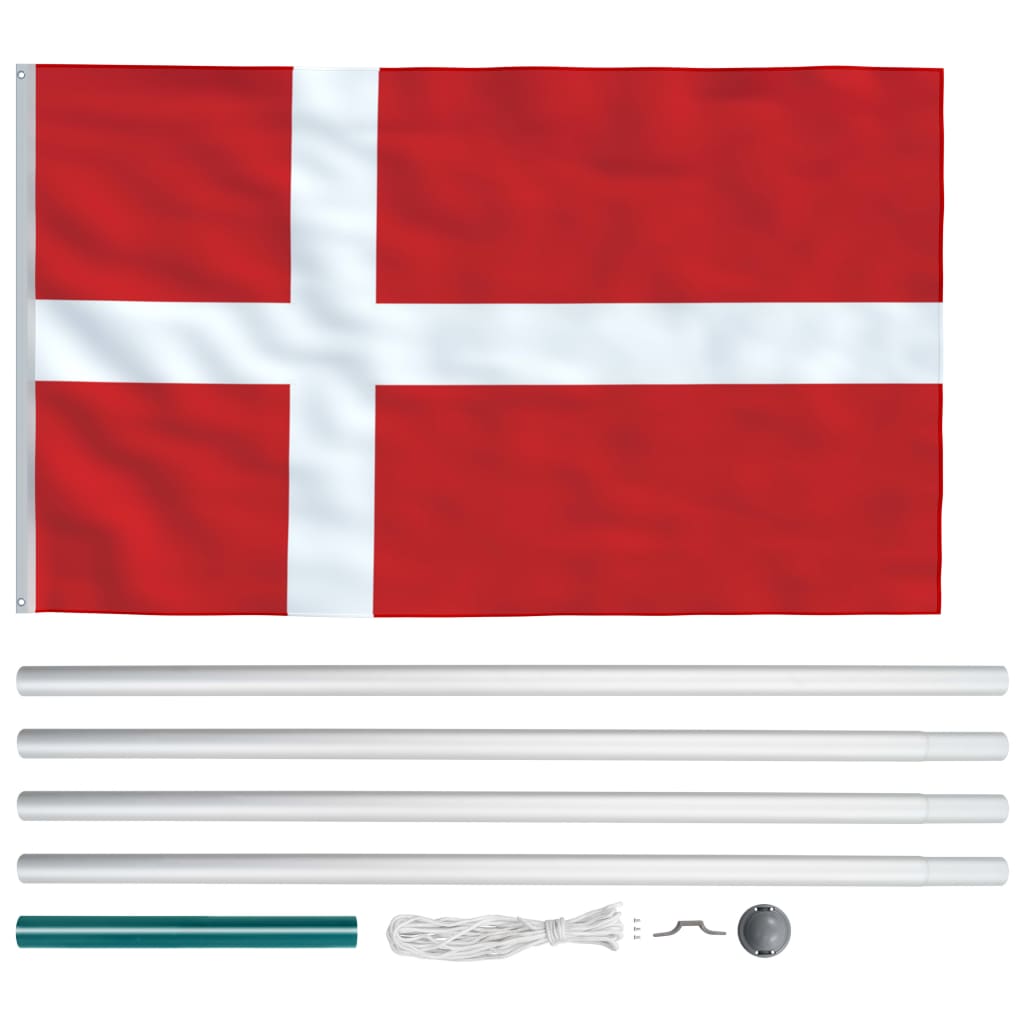 vidaXL Bandiera della Danimarca con Pennone in Alluminio 6,2 m