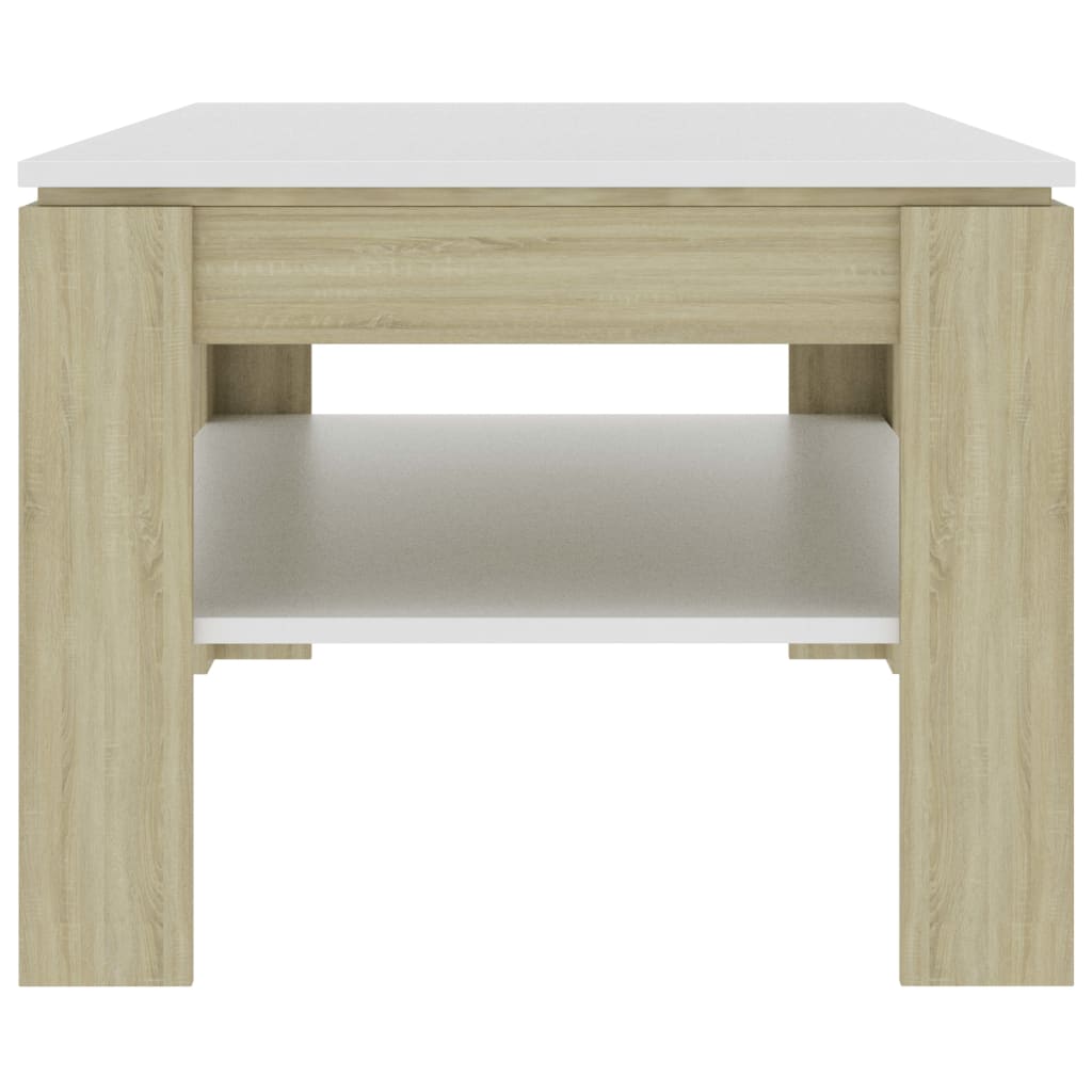 vidaXL Tavolino Bianco e Rovere Sonoma 110x60x47 cm Legno Multistrato