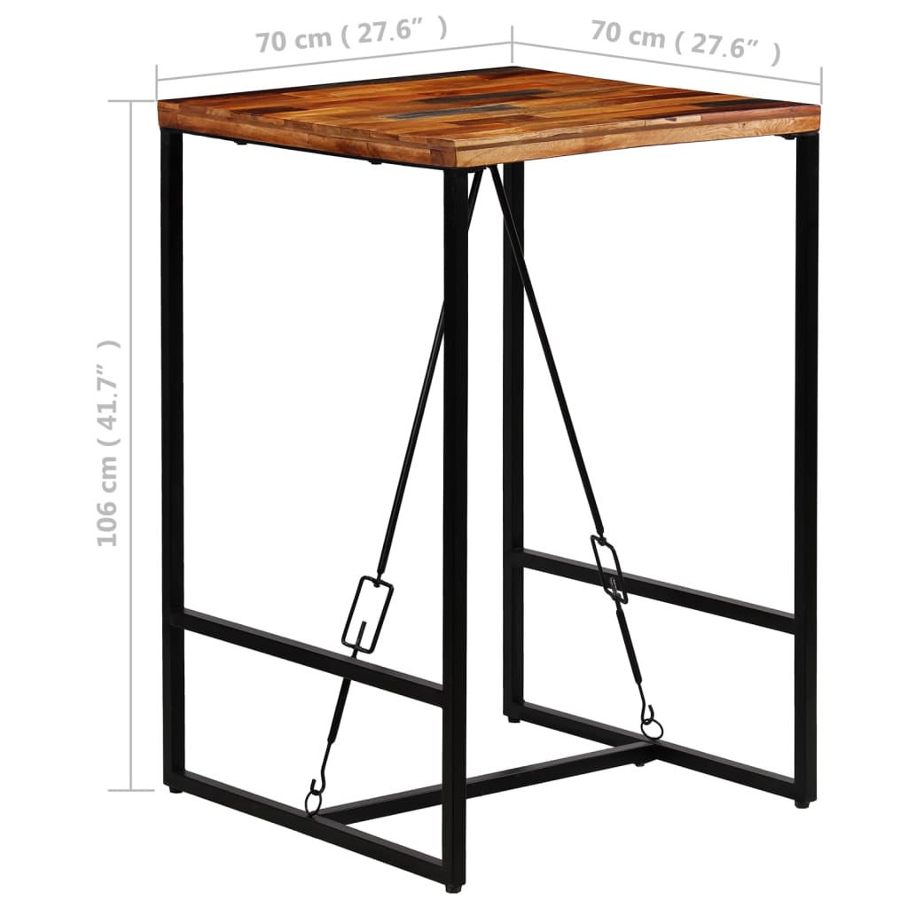 vidaXL Tavolino da Bar in Legno Massello di Recupero 70x70x106cm