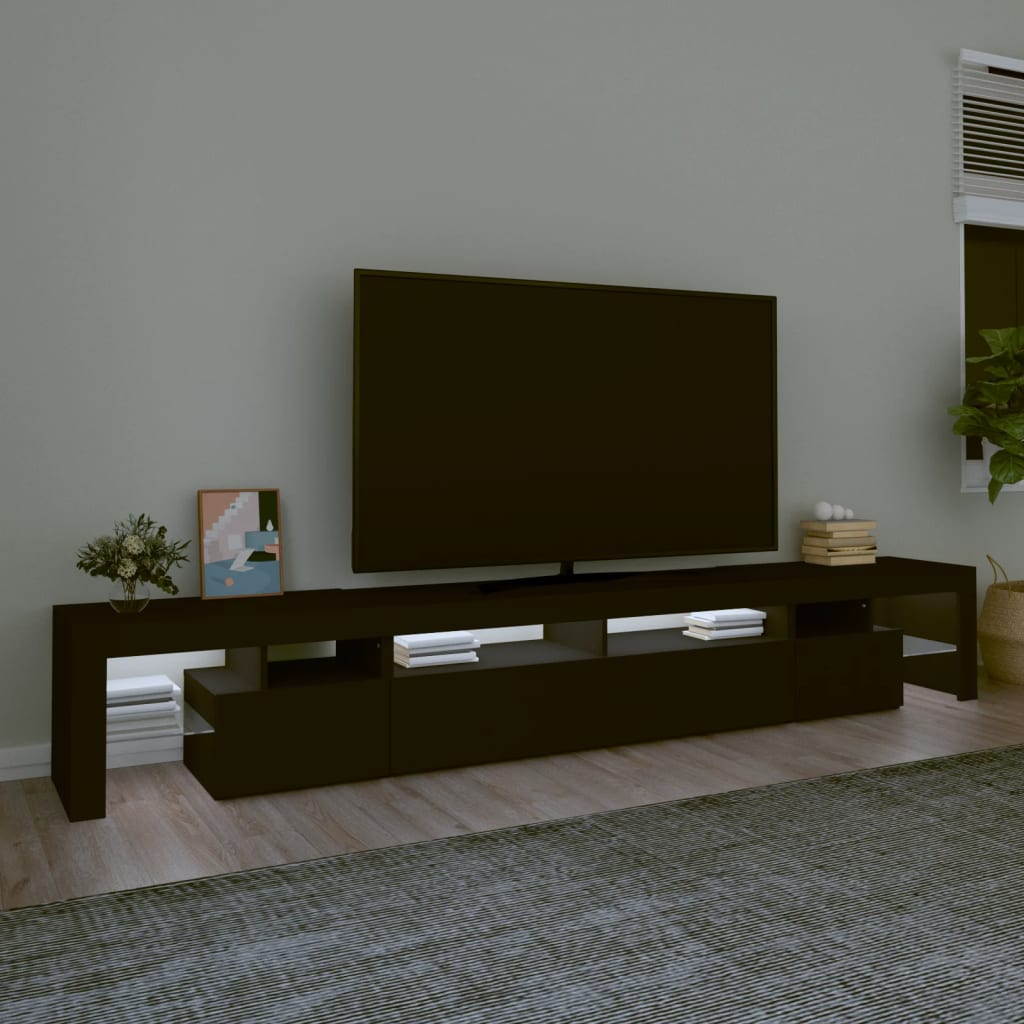 vidaXL Mobile Porta TV con Luci LED Nero 260x36,5x40 cm