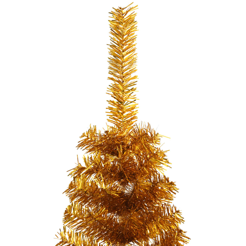 vidaXL Albero di Natale Artificiale a Metà con Supporto Oro 180 cm PET