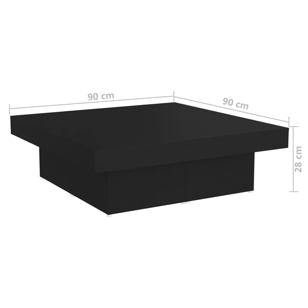 vidaXL Tavolino da Salotto Nero 90x90x28 cm in Legno Multistrato