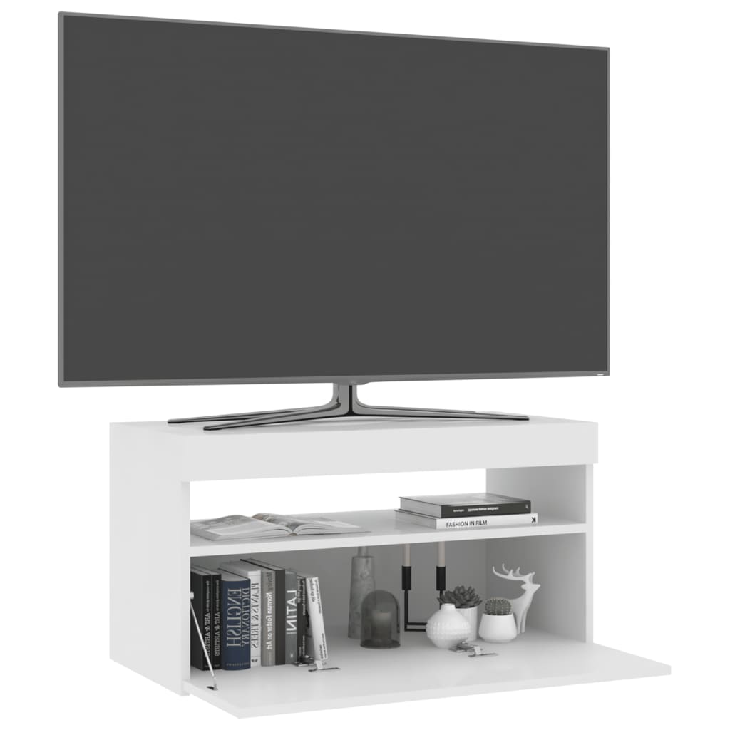 vidaXL Mobile Porta TV con Luci LED Bianco 75x35x40 cm