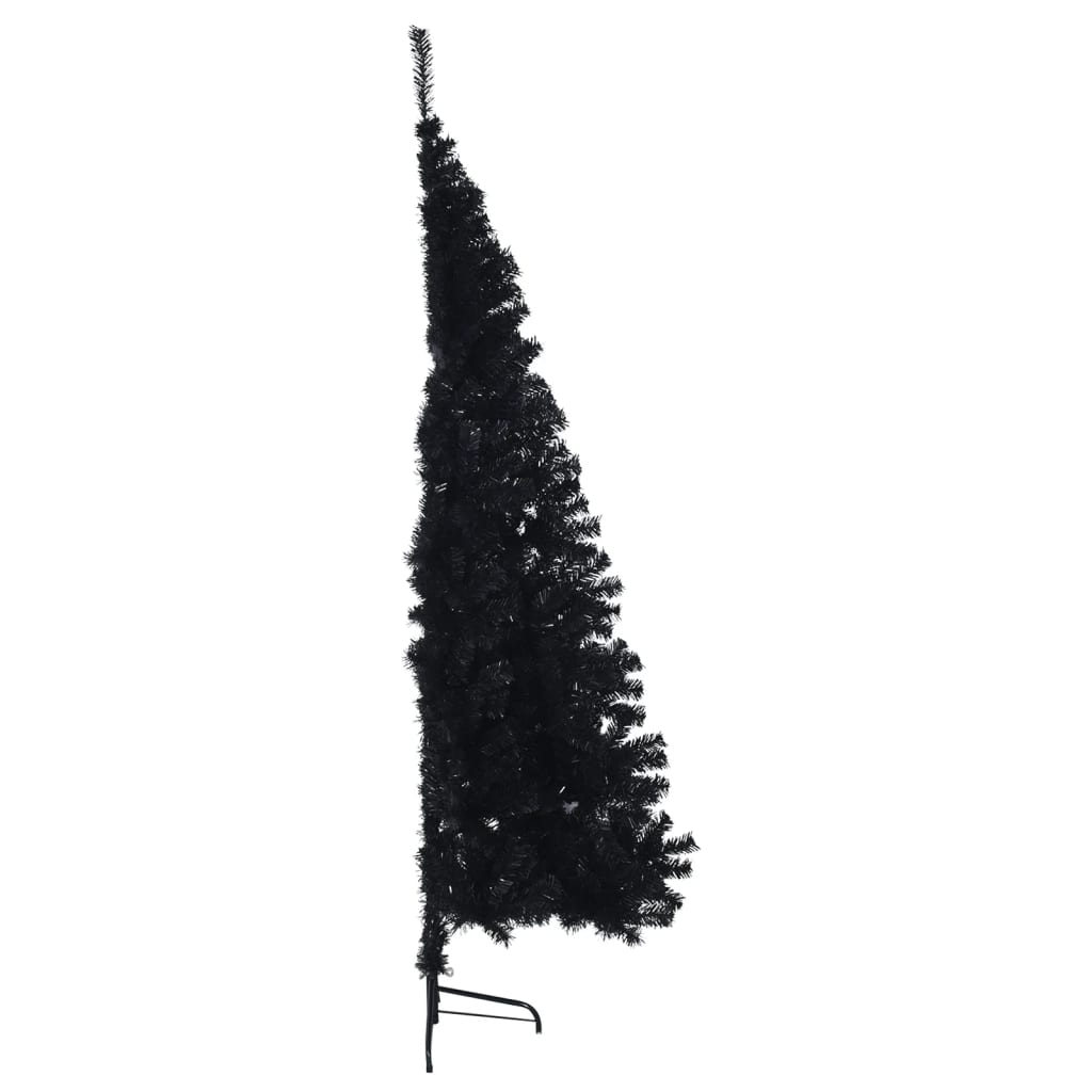 vidaXL Albero di Natale Artificiale a Metà con Base Nero 180 cm PVC