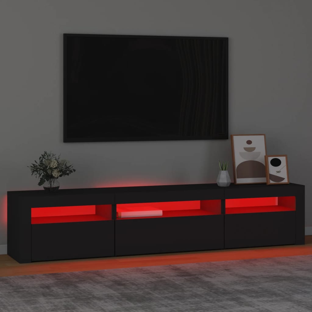 vidaXL Mobile Porta TV con Luci LED Nero 195x35x40 cm