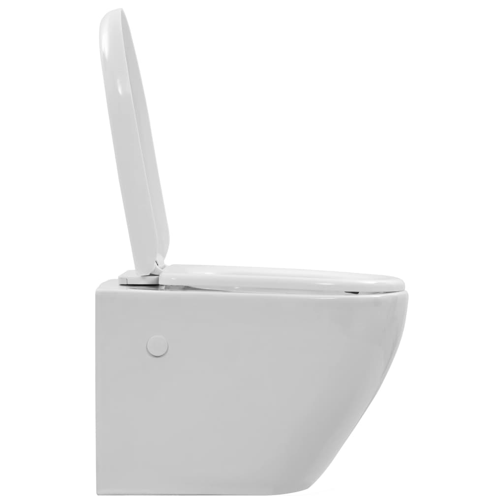 VidaXL WC Sospeso Senza Bordi 7cm Più Alto - Water In Ceramica Nera Con Sciacquone - Foto 10