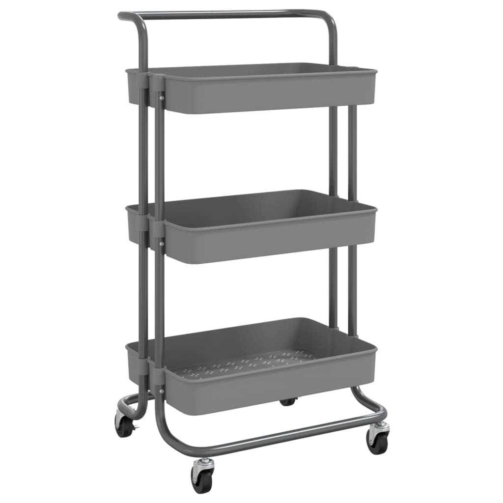 Gecheer Carrello Da Cucina A 4 Ripiani – Grigio 46x26x85 Cm – Salvaspazio Con Cestini In Ferro E Ruote Frenanti