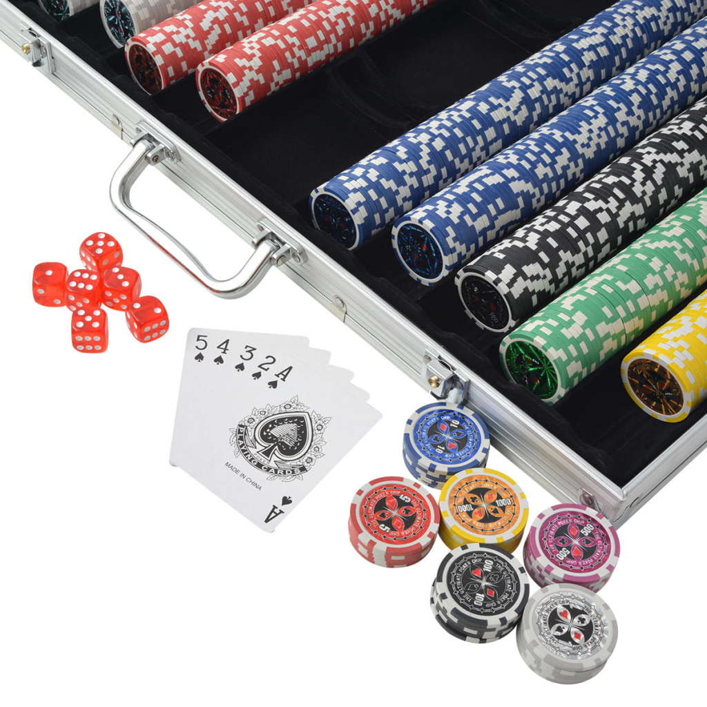 vidaXL Set da Poker con 1000 Chips Laser Alluminio