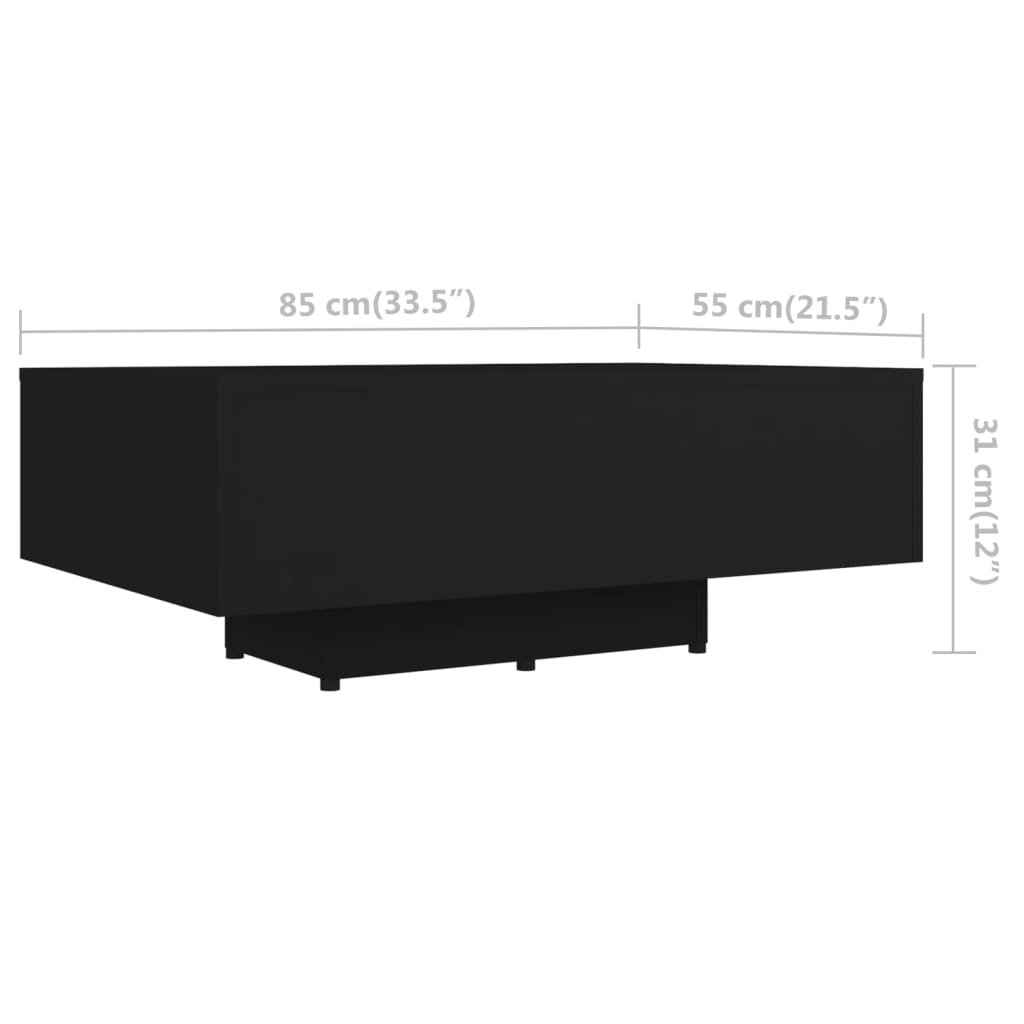 vidaXL Tavolino da Salotto Nero 85x55x31 cm in Legno Multistrato