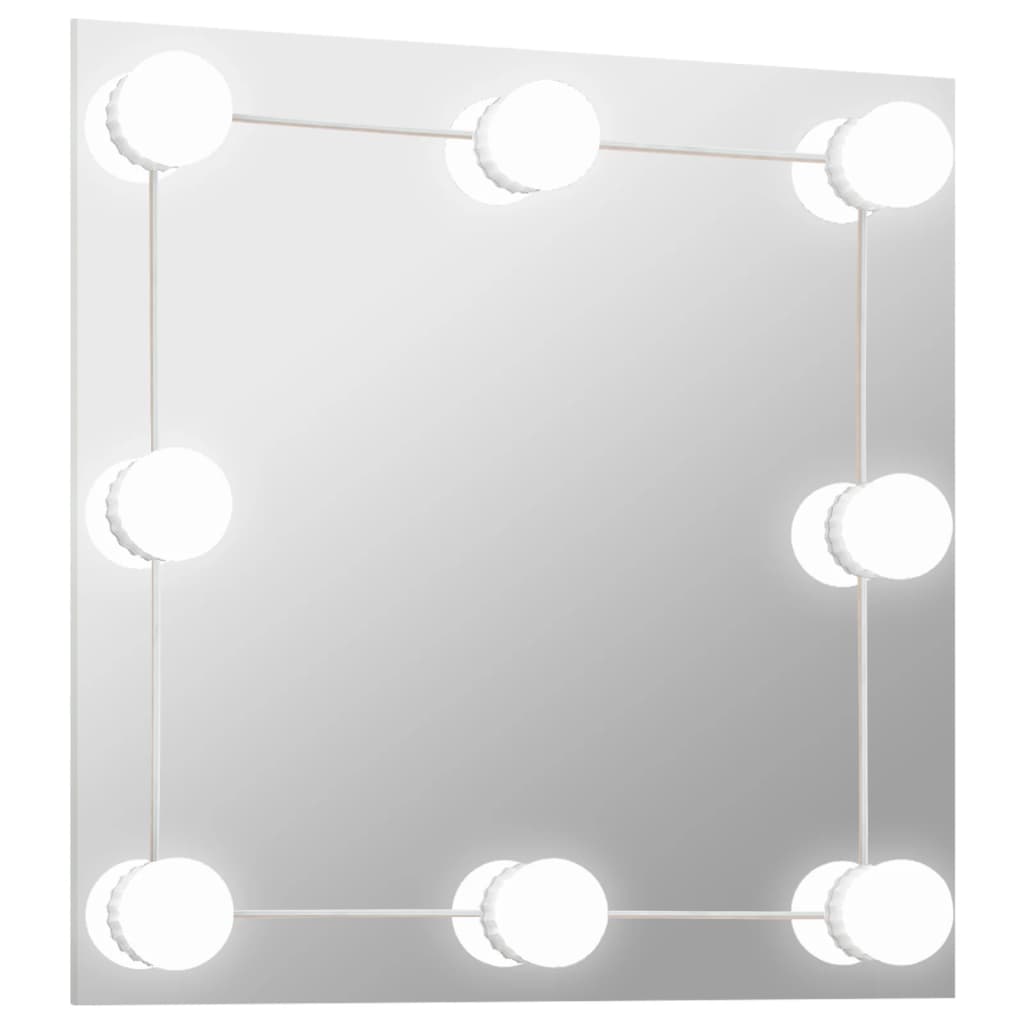 vidaXL Specchio da Parete Quadrato con Luci LED in Vetro