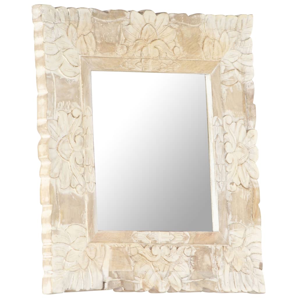 vidaXL Specchio Bianco 50x50 cm in Legno Massello di Mango