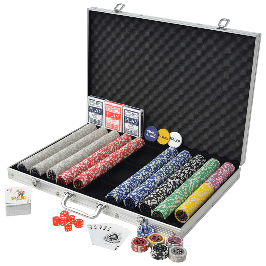 vidaXL Set da Poker con 1000 Chips Laser Alluminio