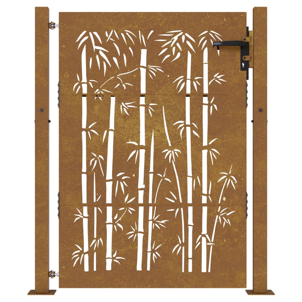vidaXL Cancello da Giardino 105x155 cm in Acciaio Corten Design Bambù