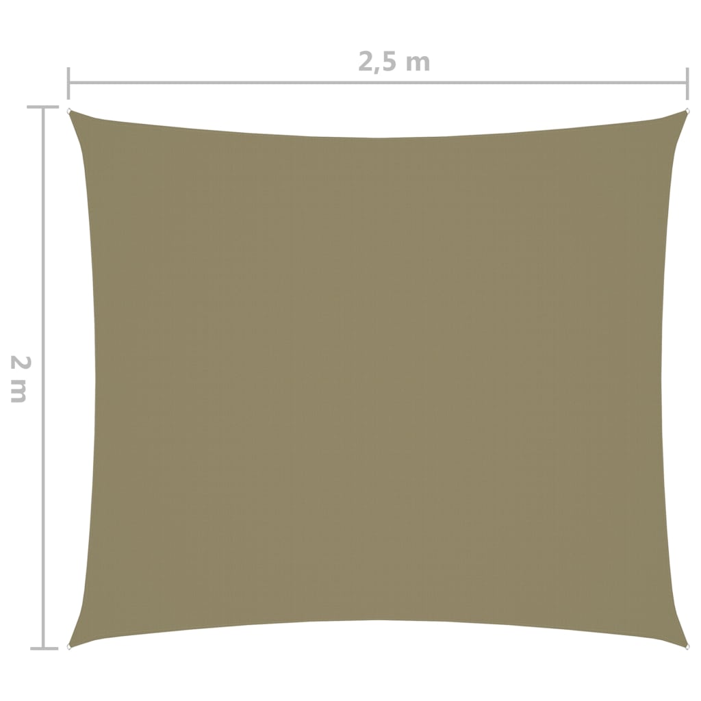 vidaXL Parasole a Vela Oxford Rettangolare 2x2,5 m Beige