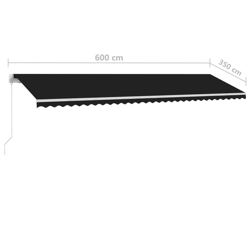 vidaXL Tenda da Sole Retrattile Manuale con LED 600x350 cm Antracite