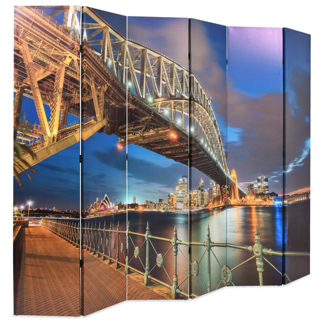 vidaXL Paravento Pieghevole 228x170 cm Stampa Harbour Bridge di Sydney