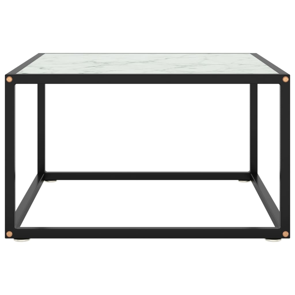 vidaXL Tavolino da Salotto Nero con Vetro Marmo Bianco 60x60x35 cm
