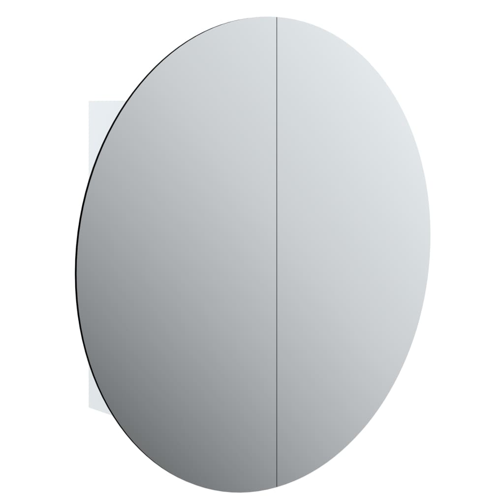 vidaXL Armadio da Bagno con Specchio Rotondo e LED Bianco 54x54x17,5cm