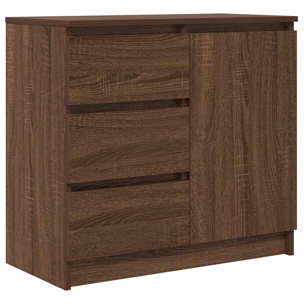 VidaXL Credenza Con Anta E 4 Cassetti - Rovere Marrone, 71x35x84 Cm, Truciolato, Configurabile
